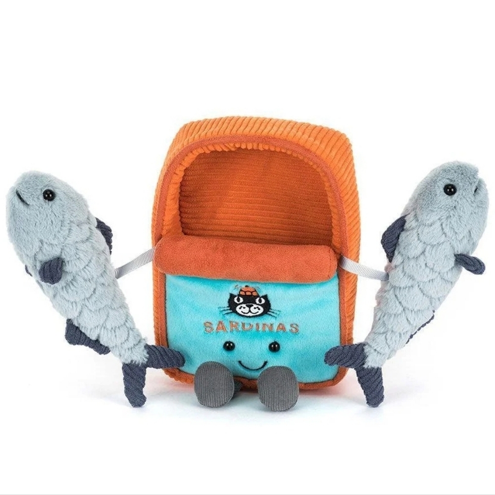Jellycat Amuseables Sardine Tin 6.7x4.3x2" Soft & Plush BNWT Authentic